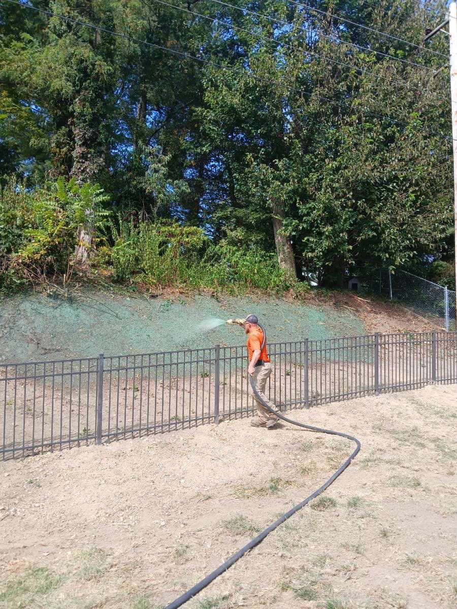 Hydroseeding in progress